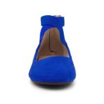 Shoe Land Womens SL-Malory Closed Toe Elastic Ankle Straps Walking Flats Shoes RoyalBlue, Size 10.0
