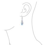 Blue Topaz Oval Gemstone Irish Love Celtic Knot Dangle Earrings For Women Teen .925 Sterling Silver Fish Wire Hook December Birthstone