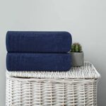 Tens Towels Large Bath Towels, 100% Cotton, 30 x 60 Inches Extra Large Bath Towels, Lighter Weight, Quicker to Dry, Super Absorbent, Perfect Bathroom Towels (Pack of 4, Navy)