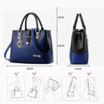 Purses and Handbags for Women Tote Shoulder Crossbody Bags with Long Strap Detachable (Blue)