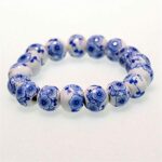 LKXHarleya Women Porcelain Beads Bracelet Vintage Style Blue and White Porcelain Ceramics Wrist Bracelet