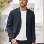 COOFANDY Men Two Button Lounge Blazer Stylish Relaxed Fit Sport Coat Suit Jacket Navy Blue