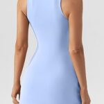 QINSEN Woman’s Double Lined Square Neck Bodice Dress Bodycon Club Outfit Airy Blue M