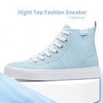 Obtaom Womens High Top Canvas Sneakers Play Mid-Calf Fashion Sneaker Casual Hi Canvas Shoes(Cyan US10)