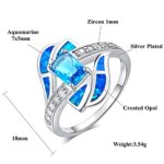 CiNily Silver Blue Fire Opal Aquamarine for Women Jewelry Gemstone Ring Size 5-12 (8)