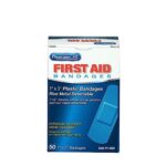 First Aid Only 1-658 Plastic Bandages, Blue Metal Detectable Bandages, 1 x 3 Inch, 50 Count