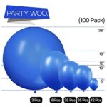 PartyWoo Royal Blue Balloons, 100 pcs Dark Blue Balloons Different Sizes Pack of 36 Inch 18 Inch 12 Inch 10 Inch 5 Inch Blue Balloons for Balloon Garland or Balloon Arch as Party Decorations, Blue-Y5