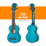 E Nya Soprano Ukulele Enya 21″ Blue Solid Mahogany Top Ukulele Beginner Kit with Online Lesson, Case, Tuner, Strap, Strings, Pick (EUS-25D BU)