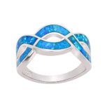 CloseoutWarehouse Blue Simulated Opal Infinity Knot Ring Sterling Silver Size 9