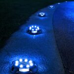 Biling Solar Pathway Lights Outdoor Uplight Sidelight, 12 Packs Blue Bright Solar Ground Lights Walkway Lights Waterproof Solar Deck Lights for Yard Walkway Garden Halloween Decorations