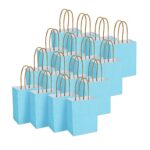 DjinnGlory 60 Pack Mini Small Blue Paper Gift Bags with Handles 6.3×4.7×2.75 Inch for Birthday Wedding Baby Shower Party Favors Goodies, Business Merchandise Kraft Bags (Blue)
