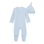 Burt’s Bees Baby Baby Boy’s Romper Jumpsuit, 100% Organic Cotton One-Piece Short Shortall, Long Sleeve Coverall, Blue Micro Stripe, Preemie
