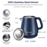 Electric Kettles Stainless Steel for Boiling Water, Double Wall Hot Water Boiler Heater, Cool Touch Electric Teapot, Auto Shut-Off & Boil-Dry Protection, 120V/1200W, 1.8Liter, 2 Year Warranty(Blue)