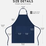 Syntus 2 Pack Adjustable Bib Apron Waterdrop Resistant with 2 Pockets Cooking Kitchen Aprons for BBQ Drawing, Women Men Chef, Nautical Blue