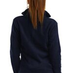 Sofra Women’s Polar Fleece Full Zip Up Winter Jacket (L, Navy)