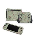 ZOOMHITSKINS Compatible with Nintendo Switch Skin Cover, Foliage Garden Green Vintage Floral Botanical Flowers, 3M Vinyl Decal Sticker Wrap, Made in The USA