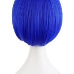 MapofBeauty 12 Inches/30cm Short Straight Diagonal Bangs Wig (Navy Blue)