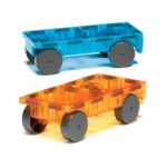 Magna Tiles Cars – Blue & Orange 2-Piece Magnetic Construction Set, The Original Magnetic Building Brand
