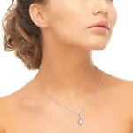 B. BRILLIANT Sterling Silver Synthetic White Opal and Simulated Blue Topaz Oval Halo Necklace