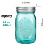 16 oz Teal Mason Jars with Lids?Regular Mouth Canning Jar, 6 Pack Multifunction Glass Container, for Storage, Canning, Pickling, Preserving, Fermenting, DIY Crafts & Decor