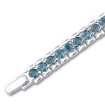 Peora 11.25 Carats London Blue Topaz Tennis Bracelet for Women 925 Sterling Silver, Genuine Gemstone, 39 Pieces Round Shape, 7 1/4 inch length