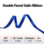 Double Faced Royal Blue Satin Ribbon, 3/8″ x 50 Yards Ribbons, Perfect for Crafts, Wedding Decor, Bow Making, Sewing, Gift Package Wrapping and More