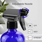 Worldgsb Glass Spray Bottles, 16oz Blue Glass Spray Bottles with Labels & Adjustable Nozzle, Reusable Containers for Cleaning, BBQ, Food, Plants, Alcohol, Essential Oils(1 Pack)