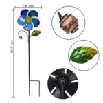 Viveta Wind Spinner with Metal Stake, 28.7 inches Outdoor Garden Pinwheels Spinners Blue Flower Shape Design for Yard Lawn Patio Decor