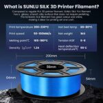 3D Printer Silk Filament, SUNLU Shiny Silk PLA Filament 1.75mm, Smooth Silky Surface, Great Easy to Print for 3D Printers, Dimensional Accuracy +/- 0.02mm, Silk Blue 1KG