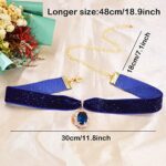 MOMOCAT 14K Gold Plated Blue Sapphire Imitation Velvet Choker Necklace for Women Thick Chokers Birthstone Chocker Vintage Pendant Necklaces Chockers for Women Teen Girls Princess Costume Jewelry Aesthetic