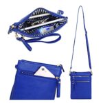 Solene Women’s Faux Leather Organizer Multi Zipper Pockets Handbag With Detachable Wristlet Crossbody Bag-WU002(Royal Blue)