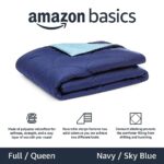Amazon Basics Reversible Lightweight Microfiber Comforter Blanket, Full/Queen, Navy/Sky Blue
