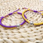 MANYC Basketball Bracelets Adjustable for Boys, Girls, and Adults Handmade Gifts for Basketball Players (Yellow purple 2PCS)