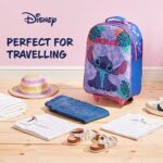 Disney Stitch Kids Suitcase for Girls Foldable Trolley Hand Luggage Bag Carry On Minnie Mouse Travel Bag with Wheels Cabin Bag Wheeled Bag with Handle Frozen Trolley Suitcase Girls (Blue Stitch)