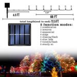 Dazzle Bright 2 Pack 200 LED 66 FT Blue Christmas Solar String Outdoor Lights, Solar Powered with 8 Modes Waterproof Fairy Lights for Bedroom Patio Garden Tree Party Yard Decoration