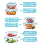 ROSOS Glass Food Storage Containers with Lids Airtight 6 Pack, Glass Storage Containers with Lids for Food, Not Easy Broken & Leak Proof, Glass Containers with Lids for Oven/Dishwasher Safe, Blue