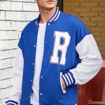 COOFANDY Varsity Jacket Blue Men Cool Baseball Letterman Jacket Coats Fashion Oversized