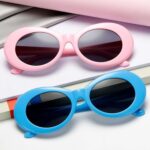 ADMIRING Oval Round Sunglasses Thick Bold Clout Goggles Oval Mod Retro Vintage Kurt Cobain Inspired Sunglasses Round Lens Blue