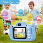 PROGRACE Kids Camera for Girls – Toddler Dual Camera Toys Portable HD Kids Camera Birthday Christmas New Year Unicorn Gifts for Girls Age 3 4 5 6 7 8-32G SD Card,Blue