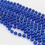 GIFTEXPRESS 12 pack of 33 Mardi Gras Beads Necklace, Metallic Royal Blue Beaded Necklace, Mardi Gras Throws, Party Beads Costume Necklaces