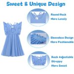 Toddler Baby Girl Dress Kids Summer Cotton Linen Ruffle Halter Sleeveless Dresses for Casual Beach Party Blue 120 4-5T