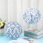 Retisee 12 Pcs Blue and White Porcelain Paper Lantern 10 Inches Lantern Decorative Chinese Round Lantern Blue Print Hanging Ceiling Decoration for Birthday Party Baby Shower Wedding Outdoor Garden