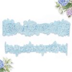 Blue Garters for Bride Garter Set for Bride Wedding Blue Garter Belts Lace Bridal Garter (Blue, M)