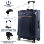Travelpro Platinum Elite Softside Expandable Checked Luggage, 8 Wheel Spinner Suitcase, TSA Lock, Men and Women, True Navy Blue, Checked Medium 25-Inch