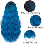 Mildiso Blue Wigs for Women 26″ Long Ombre Blue Wig with Wig Cap Curly Wavy Blue Mermaid Wig Natural Cute Soft Wigs for Daily Party M052B