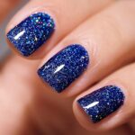 FZANEST Sparkle Glitter Gel Nail Polish Led UV Gel Polish Fall Winter Color 15ml (Diamond Navy Blue)