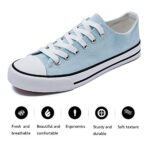 Womens Canvas Sneakers Low Top Lace Up Canvas Shoes Fashion Comfortable… (Light Blue, US8)