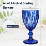 Blue Glasses Goblets, Drinkware 12 Ounce Water Glasses Wine Glasses Set of 6.Great for Party,Wedding