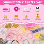 5000 Pcs Friendship Bracelet Kit Clay Beads Bracelet Making Kit Blue White Heishi Clay Beads for Bracelet with Letter Gold Beads for Jewelry Making Kit Girls