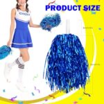 Ruizhihu 24pcs Metallic Pom Poms Cheerleading with Baton Handle Cheer Pom Poms for Kids Adults Cheering Party Dance Sportsteam Spirit Sports?Blue?